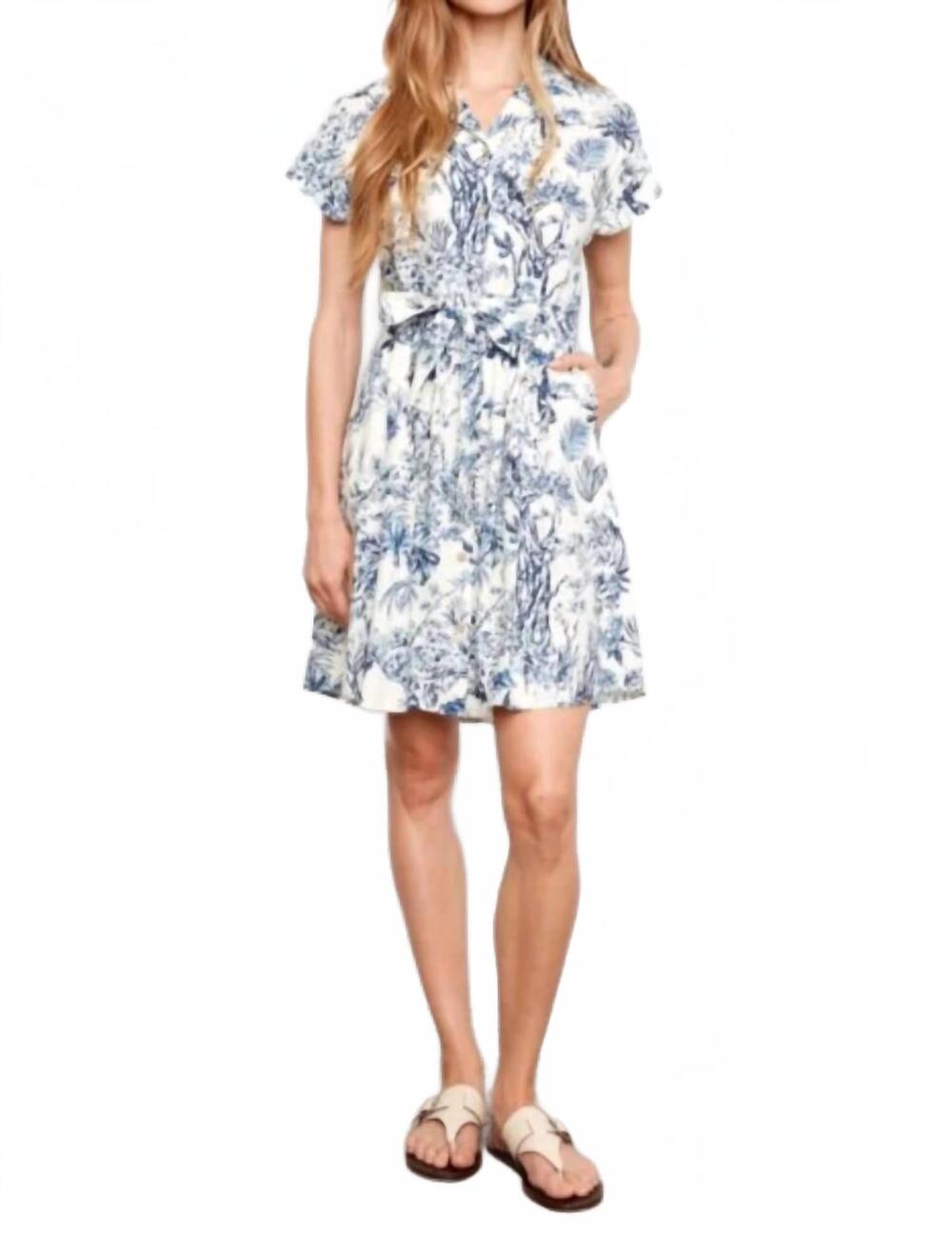 NEW CHARLIE B printed button-front dress in versailles
